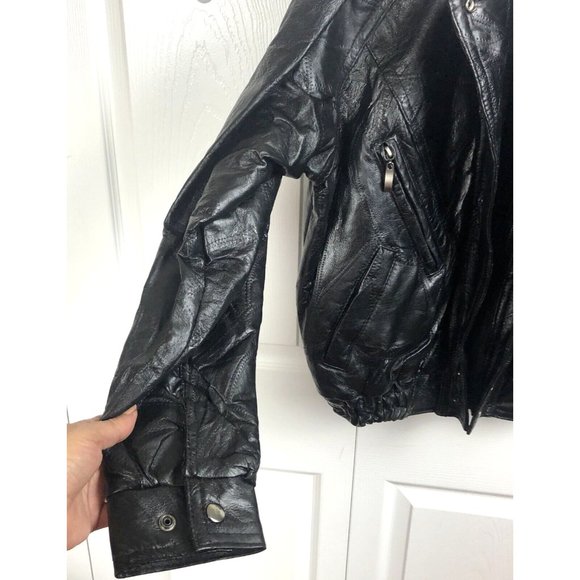 Leather Works U.S.A Made Vintage Black Genuine Patchwork Jacket Coat Mens Size S - Picture 5 of 14